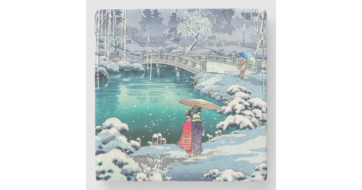 Tsuchiya Koitsu - Spring Snow at Maruyama Stone Coaster | Zazzle