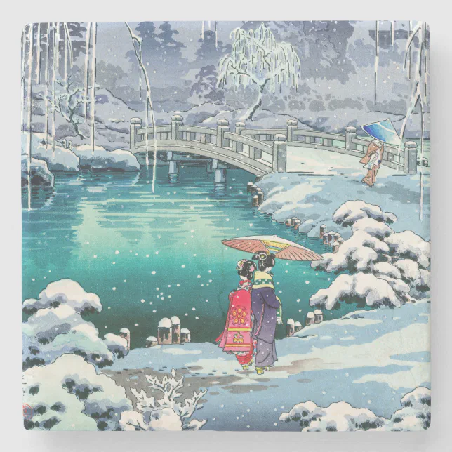 Tsuchiya Koitsu - Spring Snow at Maruyama Stone Coaster | Zazzle