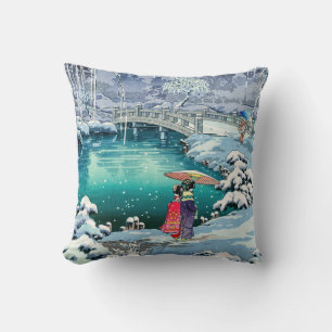 Tsuchiya Koitsu - Spring Snow at Maruyama Throw Pillow