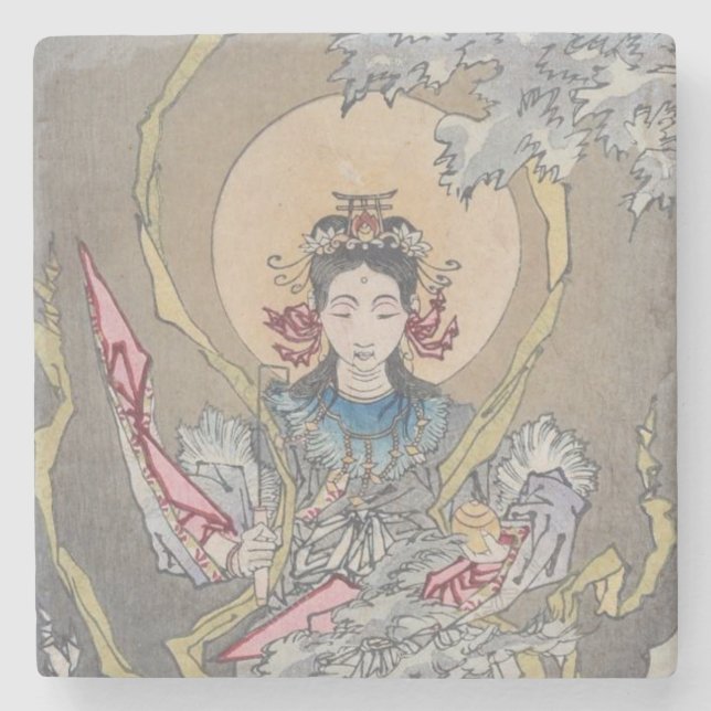 Tsukioka Yoshitoshi's Goddess in the Sea Stone Coaster (Front)
