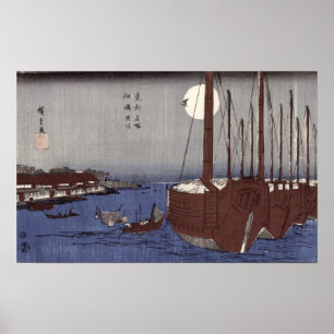 Tsukudajima island and the Fukagawa district Poster