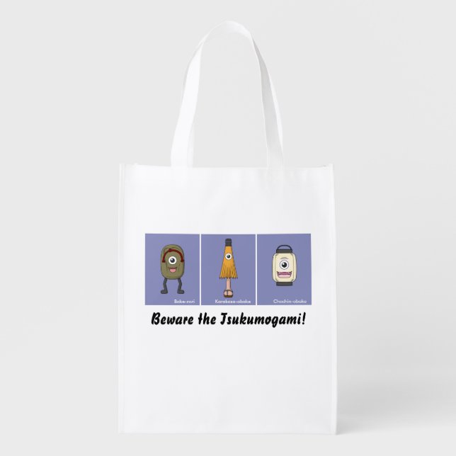Tsukumogami Yokai Trio (Two-Sided) Reusable Grocery Bag (Front)