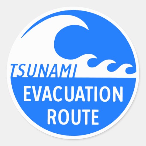 Tsunami Evacuation Route Classic Round Sticker