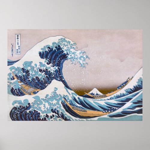 Tsunami Great Wave off Kanagawa Japan by Hokus Poster