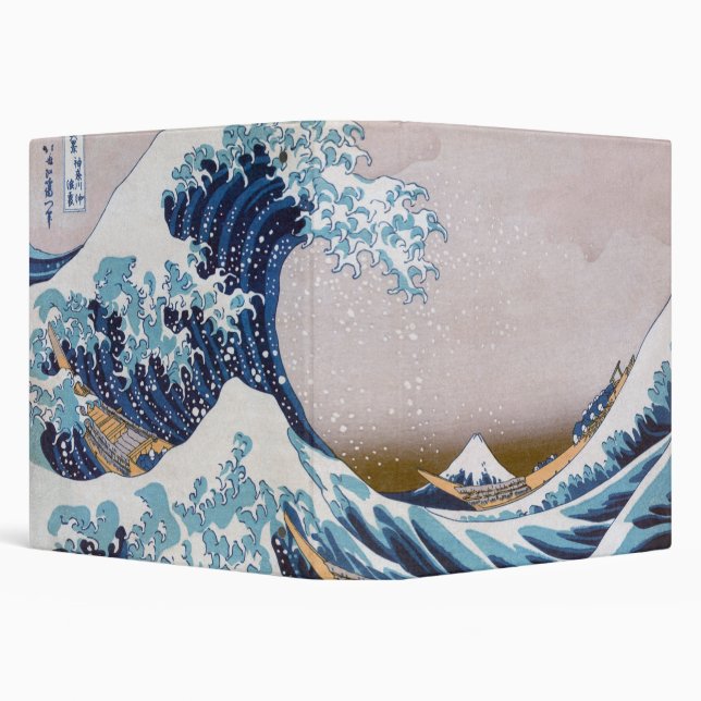 Tsunami Great Wave off Kanagawa Japan by Hokusai 3 Ring Binder (Background)