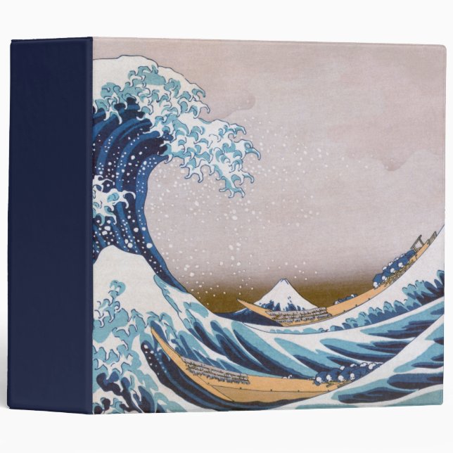 Tsunami Great Wave off Kanagawa Japan by Hokusai 3 Ring Binder (Front/Spine)