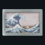 Tsunami Great Wave off Kanagawa Japan by Hokusai Belt Buckle<br><div class="desc">"The Great Wave off Kanagawa, " also known as "Under the Wave off Kanagawa, " is a captivating woodblock print by the renowned Japanese artist Katsushika Hokusai. Created around 1831, it's part of a series titled "Thirty-six Views of Mount Fuji." The artwork depicts a scene of immense power and contrasting...</div>