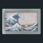 Tsunami Great Wave off Kanagawa Japan by Hokusai Belt Buckle<br><div class="desc">"The Great Wave off Kanagawa, " also known as "Under the Wave off Kanagawa, " is a captivating woodblock print by the renowned Japanese artist Katsushika Hokusai. Created around 1831, it's part of a series titled "Thirty-six Views of Mount Fuji." The artwork depicts a scene of immense power and contrasting...</div>