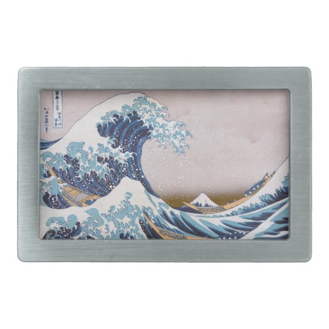 Tsunami Great Wave off Kanagawa Japan by Hokusai Belt Buckle (Front)
