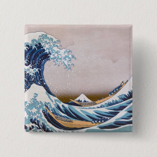 Tsunami Great Wave off Kanagawa Japan by Hokusai Button (Front)