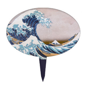 Tsunami Great Wave off Kanagawa Japan by Hokusai Cake Topper