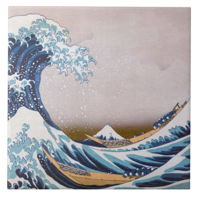 Tsunami Great Wave off Kanagawa Japan by Hokusai Ceramic Tile (Front)