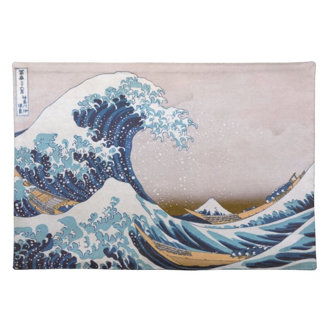 Tsunami Great Wave off Kanagawa Japan by Hokusai Cloth Placemat (Front)