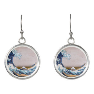Tsunami Great Wave off Kanagawa Japan by Hokusai Earrings