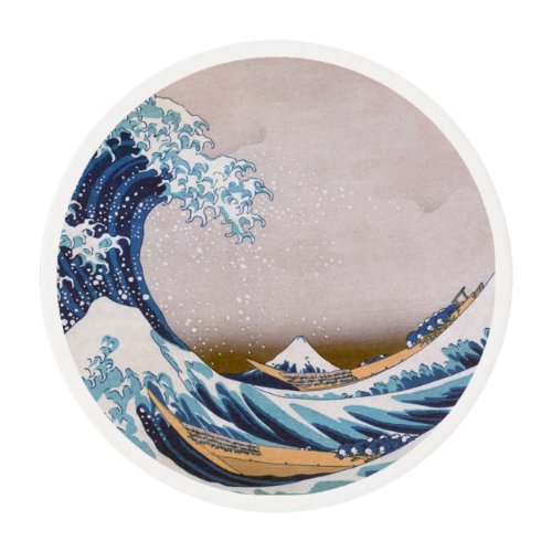 Tsunami Great Wave off Kanagawa Japan by Hokusai Edible Frosting Rounds