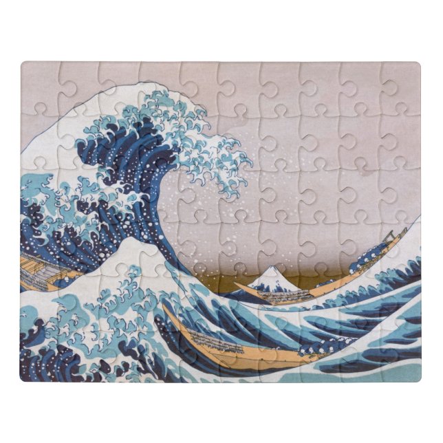 Tsunami Great Wave off Kanagawa Japan by Hokusai Jigsaw Puzzle (Puzzle Horizontal)