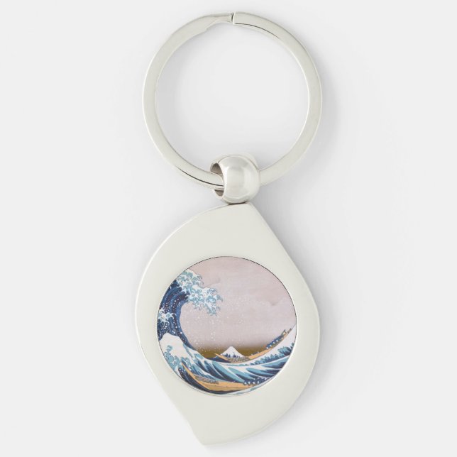 Tsunami Great Wave off Kanagawa Japan by Hokusai Keychain (Front)