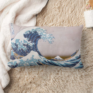 Tsunami Great Wave off Kanagawa Japan by Hokusai Lumbar Pillow
