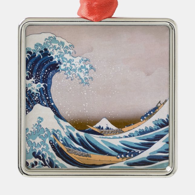 Tsunami Great Wave off Kanagawa Japan by Hokusai Metal Ornament (Front)