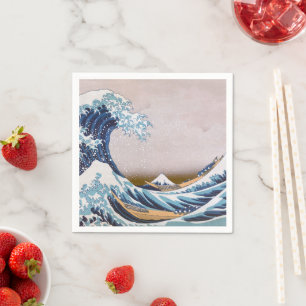 Tsunami Great Wave off Kanagawa Japan by Hokusai Napkins