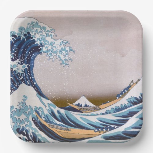 Tsunami Great Wave off Kanagawa Japan by Hokusai Paper Plates