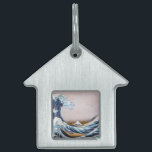 Tsunami Great Wave off Kanagawa Japan by Hokusai Pet ID Tag<br><div class="desc">"The Great Wave off Kanagawa, " also known as "Under the Wave off Kanagawa, " is a captivating woodblock print by the renowned Japanese artist Katsushika Hokusai. Created around 1831, it's part of a series titled "Thirty-six Views of Mount Fuji." The artwork depicts a scene of immense power and contrasting...</div>
