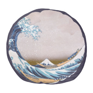 Tsunami Great Wave off Kanagawa Japan by Hokusai Pouf