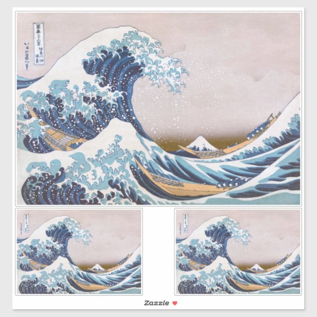 Tsunami Great Wave off Kanagawa Japan by Hokusai Sticker (Sheet)