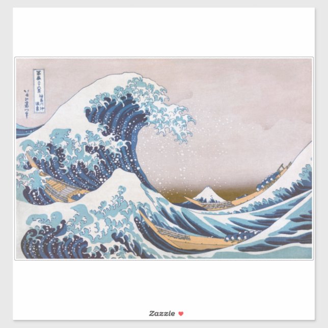 Tsunami Great Wave off Kanagawa Japan by Hokusai Sticker (Sheet)