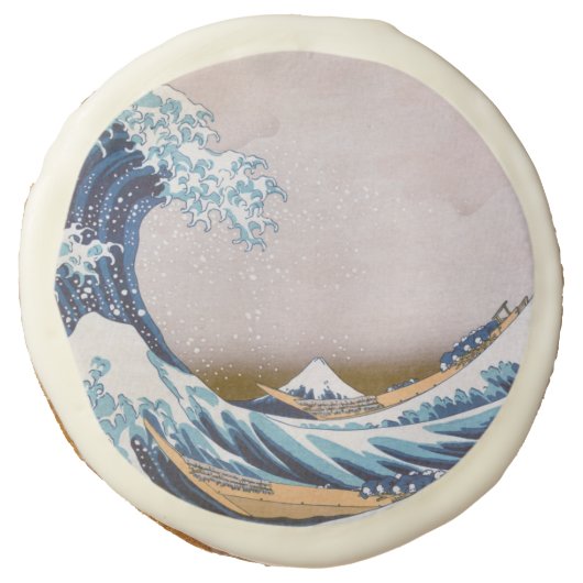 Tsunami Great Wave off Kanagawa Japan by Hokusai Sugar Cookie (Front)