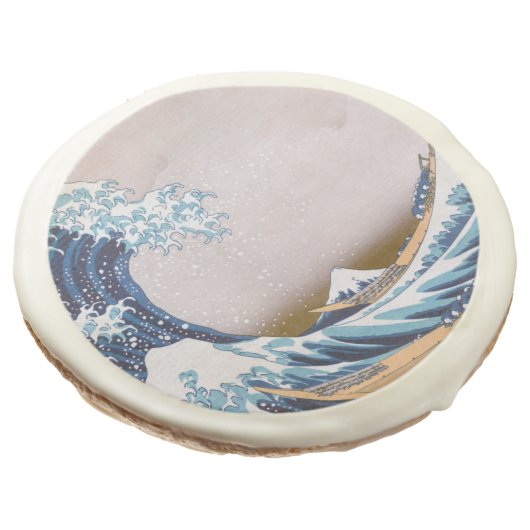 Tsunami Great Wave off Kanagawa Japan by Hokusai Sugar Cookie (Angled)