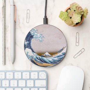 Tsunami Great Wave off Kanagawa Japan by Hokusai Wireless Charger