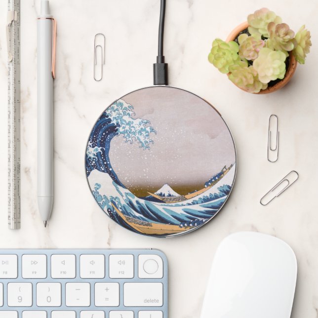 Tsunami Great Wave off Kanagawa Japan by Hokusai Wireless Charger