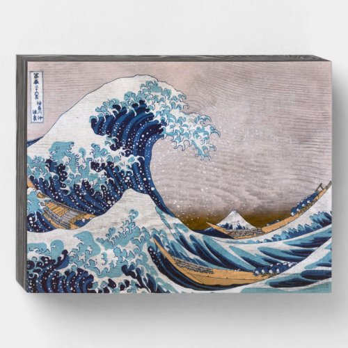 Tsunami Great Wave off Kanagawa Japan by Hokusai Wooden Box Sign