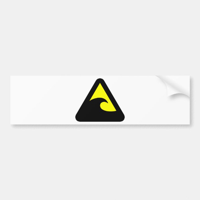 Tsunami Hazard Sign Bumper Sticker (Front)
