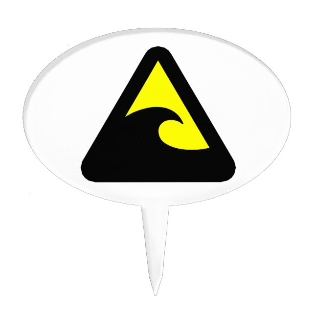 Tsunami Hazard Sign Cake Topper (Front)