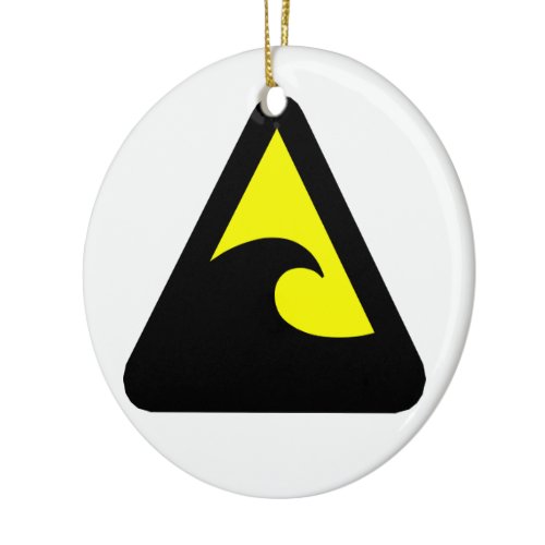 Tsunami Hazard Sign Ceramic Ornament