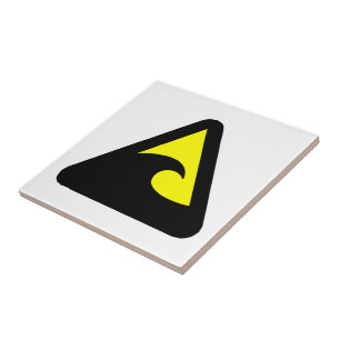 Tsunami Hazard Sign Ceramic Tile