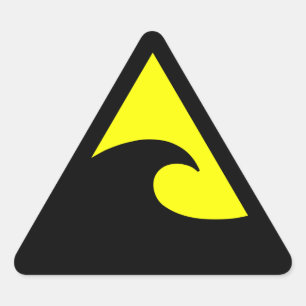 Tsunami Hazard Sign Triangle Sticker