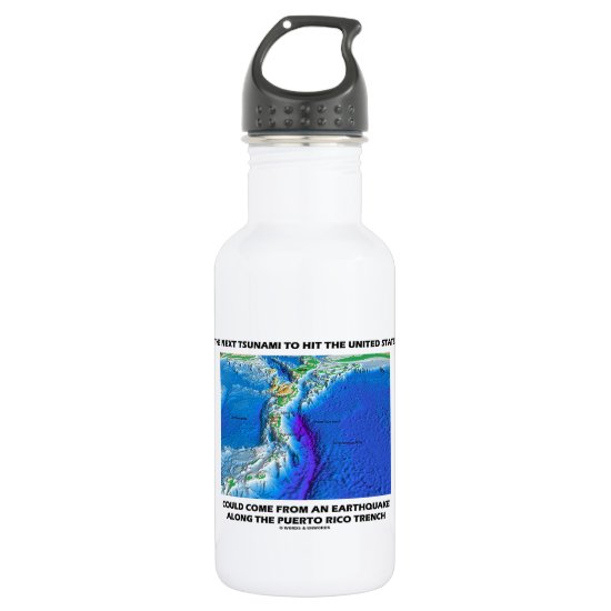 Tsunami Puerto Rico Trench (Plate Tectonics Earth) Water Bottle