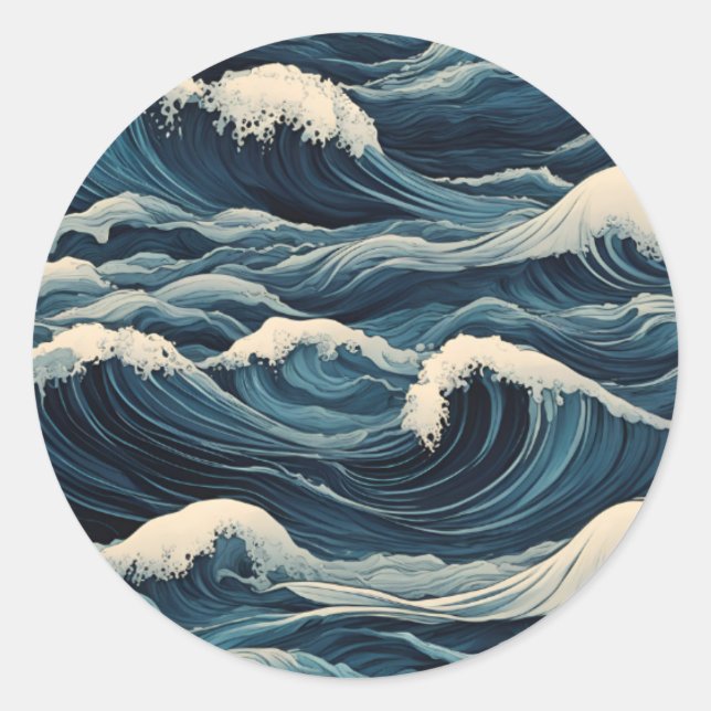 Tsunami Waves Classic Round Sticker (Front)