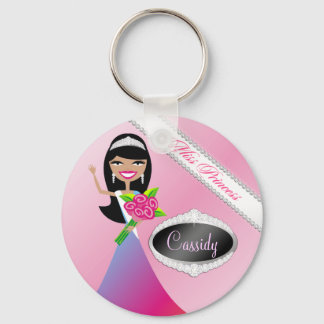 TT-Beauty Pageant Miss Princess | Black Brunette Keychain