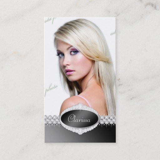 Customizable TT-Diamond Bliss Black F Beauty Pageant Photo Card Business Card