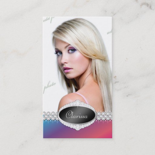 Customizable TT-Diamond Bliss Color Beauty Pageant Photo Card Business Card Template