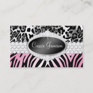 TT-Diamond Bliss Emblem Zebra Leopard Photo Card
