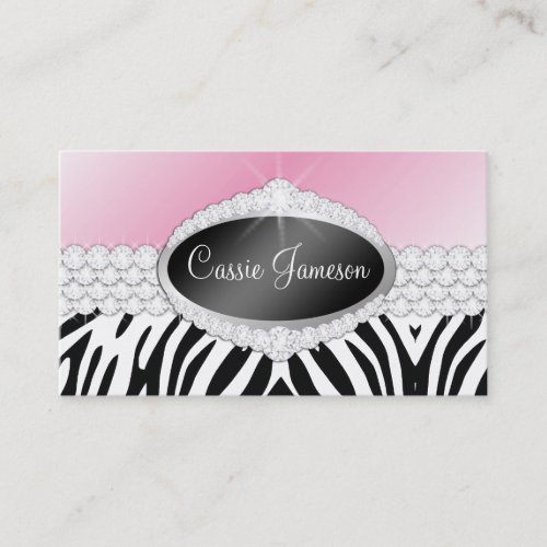 TT-Diamond Bliss Emblem Zebra Photo Card Business Cards