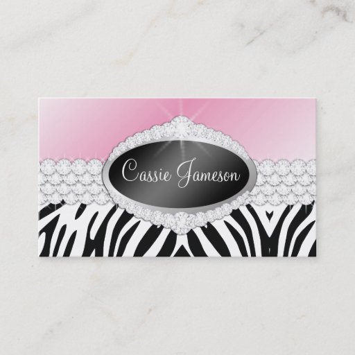 Customizable TT-Diamond Bliss Emblem Zebra Photo Card Business Cards