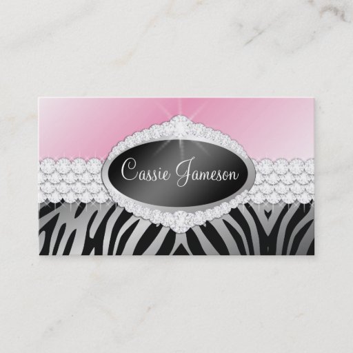 Customizable TT-Diamond Bliss Emblem Zebra Silver Photo Card Business Card Templates