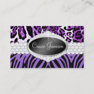 TT-Diamond Bliss Purple Zebra Leopard Photo Card
