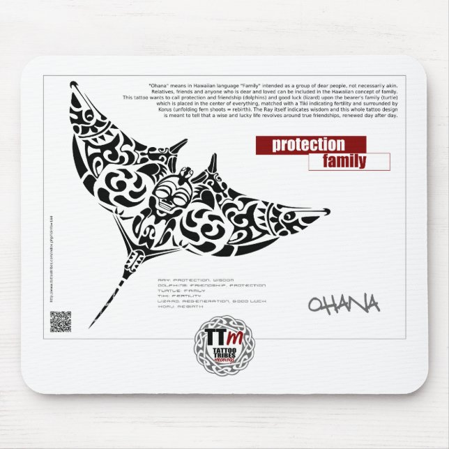 TT Meanings - OHANA manta ray Mouse Pad (Front)